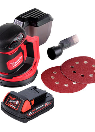 Milwaukee M18 BOS125-201 Ponceuse excentrique sans fil 125mm 18V + 1x Batterie 2,0 Ah - sans chargeur