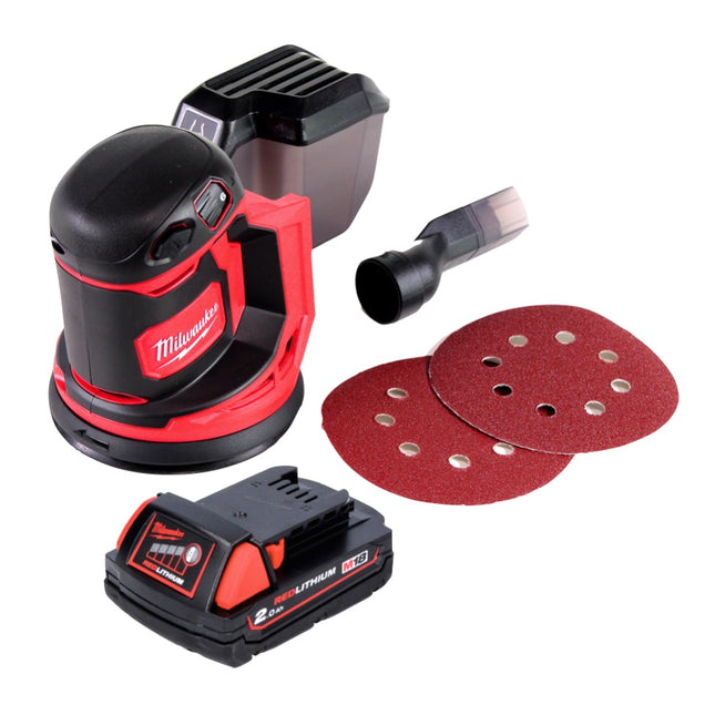 Levigatrice orbitale a batteria Milwaukee M18 BOS125-201 18 V 125 mm + 1x batteria 2,0 Ah - senza caricabatteria