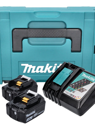 Kit de fuente de alimentación Makita 18 V (197952-5) con 2x batería BL 1830 B 3,0 Ah + cargador DC 18 RC + Makpac