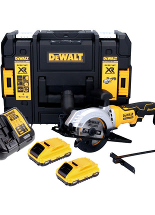 Sierra circular a batería DeWalt DCS 571 L2 18 V 115 mm sin escobillas + 2x baterías 3,0 Ah + cargador + TSTAK