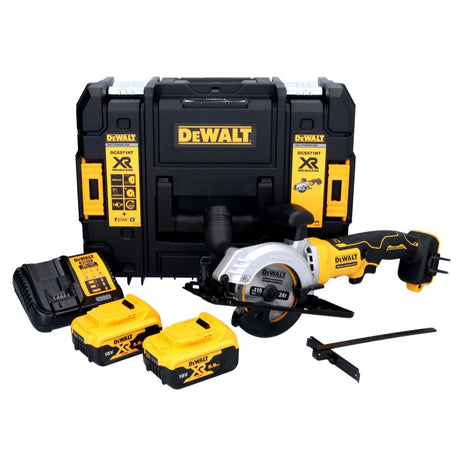 Sierra circular a batería DeWalt DCS 571 P2 18 V 115 mm sin escobillas + 2x baterías 5,0 Ah + cargador + TSTAK