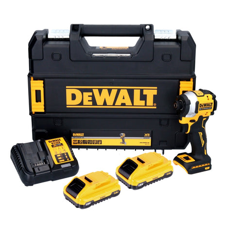 DeWalt DCF 850 L2 Akku Schlagschrauber 18 V 205 Nm 1/4" Brushless + 2x Akku 3,0 Ah + Ladegerät + TSTAK