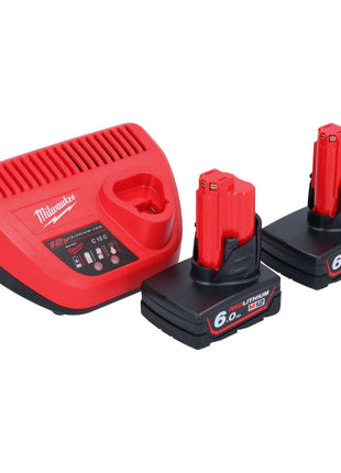 Milwaukee M12 NRG-602 Starter Set 2x 12 V 6,0 Ah ( 4933451903 ) Li-Ion Akku + C12 C Ladegerät - Toolbrothers