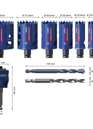 Bosch Expert Tough Material Lochsägen Set 22 - 68 mm 9 tlg. ( 2608900446 ) Carbide Universal - Toolbrothers