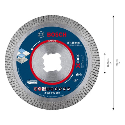 Bosch EXPERT HardCeramic X-LOCK Diamant Trennscheibe 125 x 22,23 mm 1 Stk. ( 2608900658 ) Diamond Technology - Toolbrothers