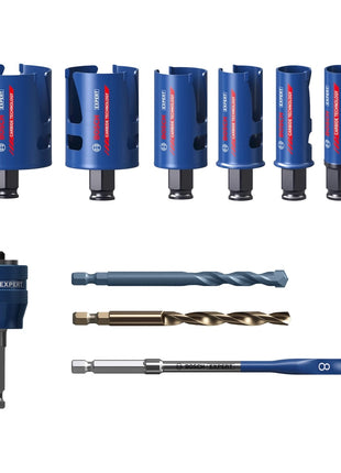 Bosch Expert Construction Material Lochsägen Set 10 tlg. 20 / 25 / 32 / 38 / 51 / 64 x 60 mm ( 2608900490 ) Carbide Technology für Dreh- und Schlagbohrer