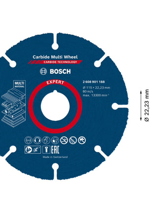 Disco de corte Bosch EXPERT Carbide Multi Wheel 115 x 22,23 mm 1 pieza (2608901188) Tecnología de carburo