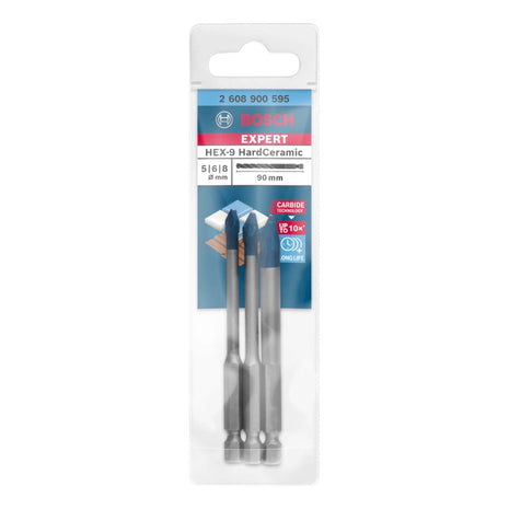 Bosch EXPERT HardCeramic HEX-9 juego de brocas 5,0 - 8,0 x 90 mm 3 piezas (2608900595) Tecnología de carburo