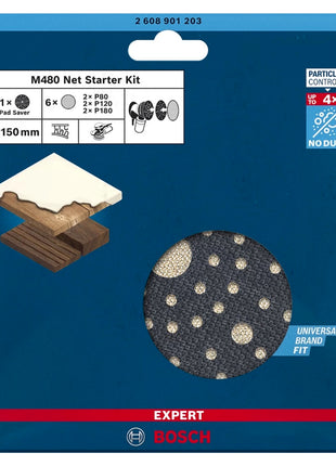 Bosch Expert M480 Starter Set Netzstruktur Schleifblatt Set 7 tlg. 150 mm ( 2608901203 ) Netzschleifmittel für Exzenterschleifer