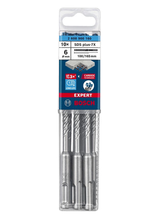 Bosch Expert SDS plus 7X Hammerbohrer 6,0 x 165 mm 10 Stk. ( 2608900160 ) 4 Schneiden Carbide Technology