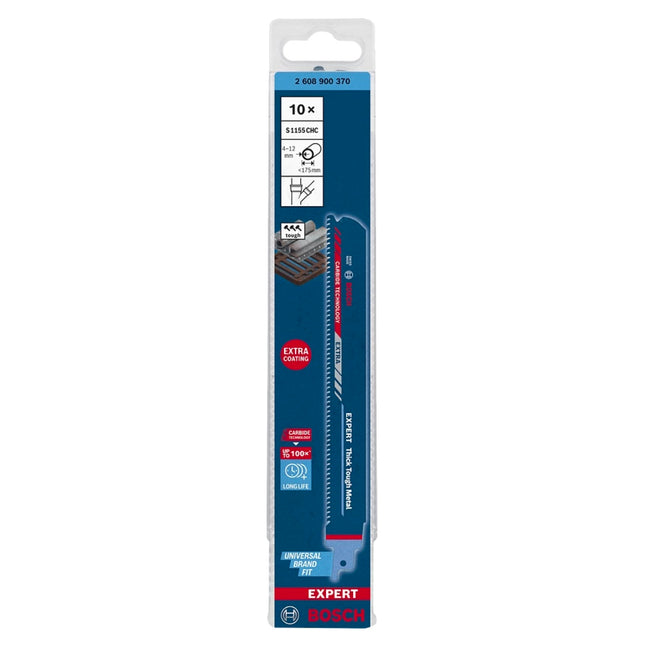 Bosch EXPERT Thick Tough Metal S 1155 CHC Lama per seghetto alternativo 225 mm 10 pz. ( 2608900370 ) Tecnologia al carburo