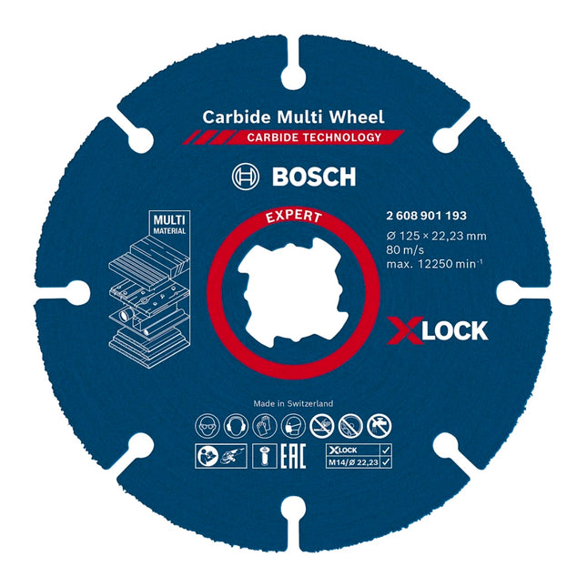 Bosch EXPERT Carbide Multi Wheel X-LOCK Disco da taglio 125 mm x 22,23 mm - 10 pz. ( 2608901195 ) Carbide Technology