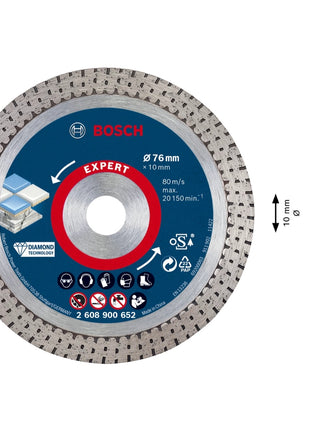 Bosch Expert Hard Ceramic Disque à tronçonner diamant 76 mm 76 x 1,5 x 10 mm ( 2608900652 ) - successeur de 2608615020