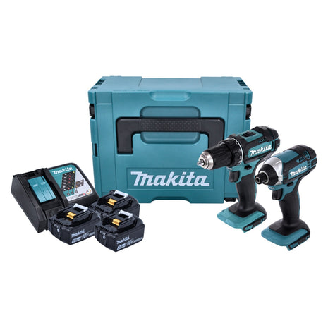 Makita DLX 2127 J1 cordless combo kit DDF 482 Z cordless drill + DTD 152 cordless impact wrench + 3x rechargeable battery 3.0 Ah + charger + Makpac