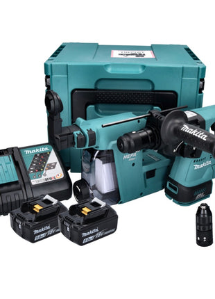 Makita DHR 243 RTJW Akku Bohrhammer 18 V 2,0 J SDS plus Brushless + 2x Akku 5,0 Ah + Ladegerät + Staubabsaugung + Makpac