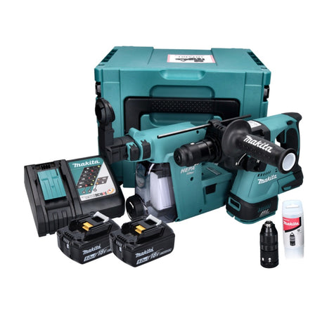 Makita DHR 243 RTJW marteau perforateur sur batterie 18 V 2,0 J SDS plus sans balais + 2x batteries 5,0 Ah + chargeur + aspiration de poussière + Makpac