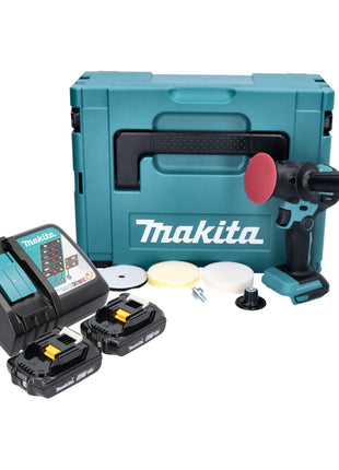 Makita DPV 300 RAJ Akku Schleifer Polierer 18 V 50 / 80 mm Brushless + 2x Akku 2,0 Ah + Ladegerät + Makpac