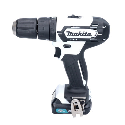 Makita HP 333 DSAW Trapano avvitatore a percussione a batteria 12 V 30 Nm Bianco + 1x batteria 2,0 Ah + caricabatteria + valigetta