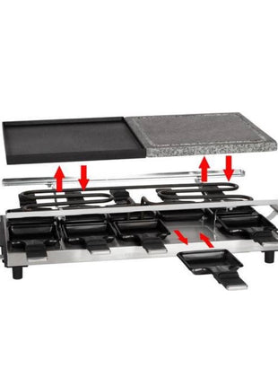 ProfiCook PC-RG 1144 Raclette Grill 2 in 1 Naturgrillstein Wendegussplatte 1700 W für bis zu 10 Personen ( 501144 )