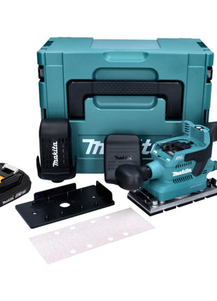 Makita DBO 380 A1J Ponceuse vibrante sans fil 18 V - 93 x 185 mm - Brushless + 1x Batterie 2,0 Ah + Makpac - sans chargeur