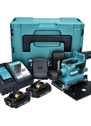 Makita DBO 380 RAJ Ponceuse vibrante sans fil 18 V - 93 x 185 mm - Brushless + 2x Batteries 2,0 Ah + Chargeur + Makpac