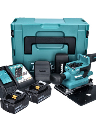 Makita DBO 380 RFJ Akku Schwingschleifer 18 V 93 x 185 mm Brushless + 2x Akku 3,0 Ah + Ladegerät + Makpac