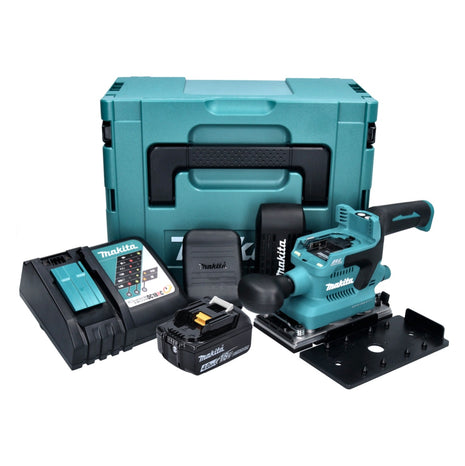 Makita DBO 380 RM1J Akku Schwingschleifer 18 V 93 x 185 mm Brushless + 1x Akku 4,0 Ah + Ladegerät + Makpac