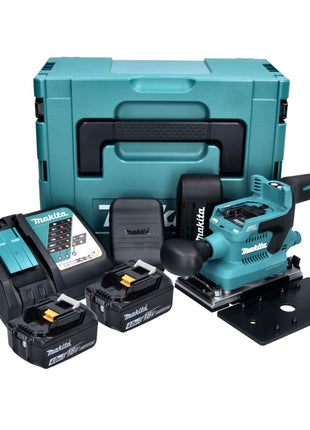 Makita DBO 380 RMJ Akku Schwingschleifer 18 V 93 x 185 mm Brushless + 2x Akku 4,0 Ah + Ladegerät + Makpac