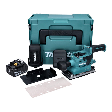 Makita DBO 380 T1J Ponceuse vibrante sans fil 18 V - 93 x 185 mm - Brushless  + 1x Batterie 5,0 Ah + Makpac - sans chargeur