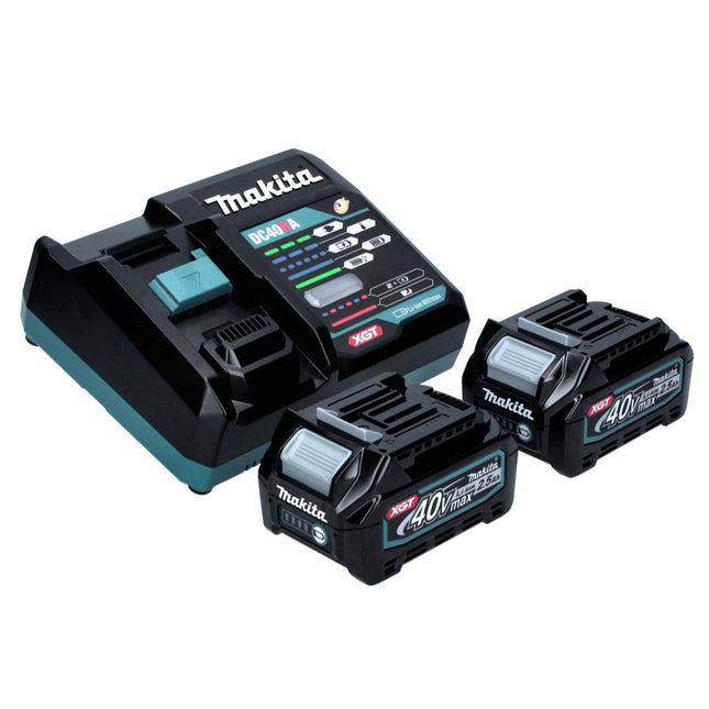 Kit di alimentazione Makita 40 V max. ( 191L76-1 ) con 2x batteria BL 4025 2,5 Ah + caricatore rapido DC 40 RA XGT LXT