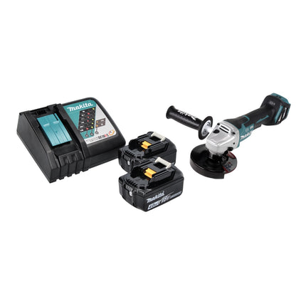 Smerigliatrice angolare a batteria Makita DGA 517 RM 18 V 125 mm brushless + 2x batteria 4,0 Ah + caricabatterie