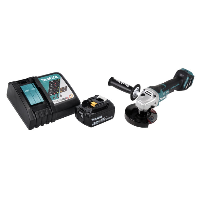 Smerigliatrice angolare a batteria Makita DGA 517 RT1 18 V 125 mm brushless + 1x batteria ricaricabile 5,0 Ah + caricabatteria