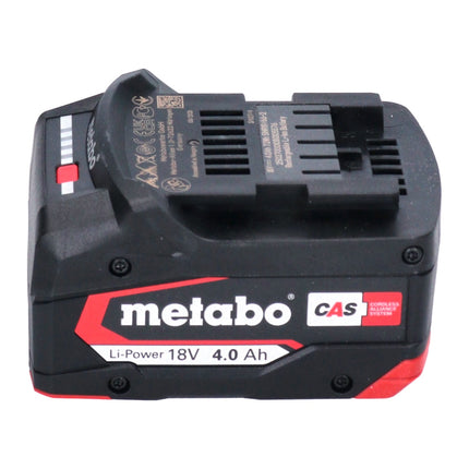 Set base Metabo 1x batteria Li-Power 18 V 4,0 Ah CAS Li-Ion ( 625027000 ) + caricatore rapido ASC 145 ( 627378000 )