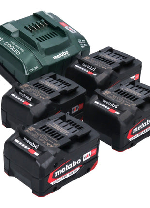 Metabo set básico 4x batería Li-Power 18 V 4,0 Ah CAS Li-Ion (4x 625027000) + cargador rápido ASC 145 (627378000)