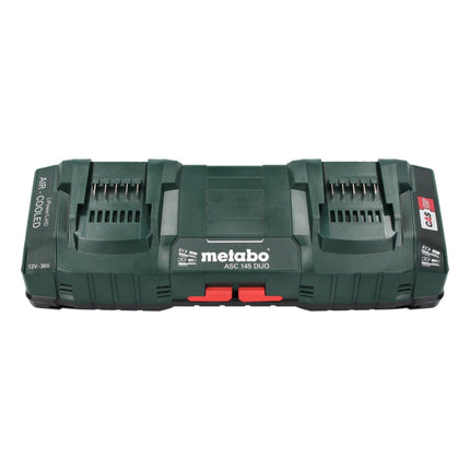 Set base Metabo 4x batterie Li-Power 18 V 4,0 Ah CAS agli ioni di litio ( 4x 625027000 ) + caricatore rapido doppio ASC 145 DUO ( 627495000 )