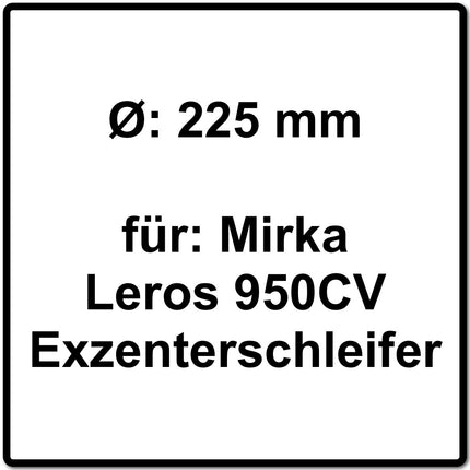 Mirka LEROS Schleifteller 225 mm 25H Grip + 8 Schrauben ( MIW9514312 ) - Nachfolger von MIW9536011 - Toolbrothers