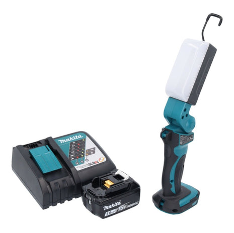 Makita DML 801 RF1 X Lámpara de trabajo con batería LED 18 V 240 lm + difusor + 1x batería 3,0 Ah + cargador