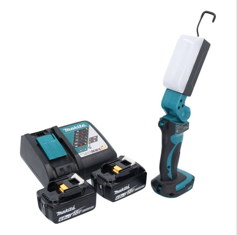 Makita DML 801 RG X Lámpara LED de trabajo con batería 18 V 240 lm + difusor + 2x baterías 6,0 Ah + cargador