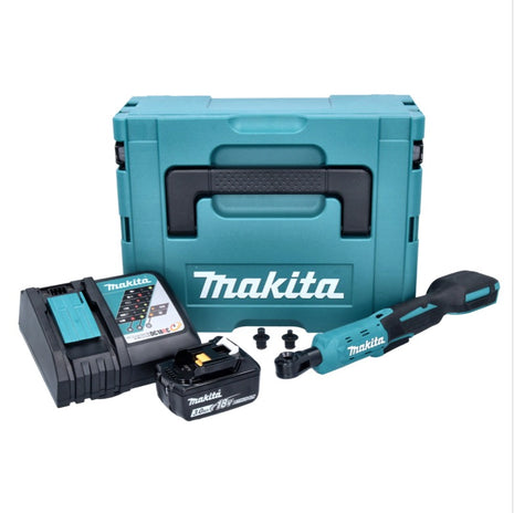 Makita DWR 180 RF1J Visseuse à cliquet sans fil 18 V 47,5 Nm 1/4'' 3/8'' + 1x batterie 3,0 Ah + chargeur + Makpac