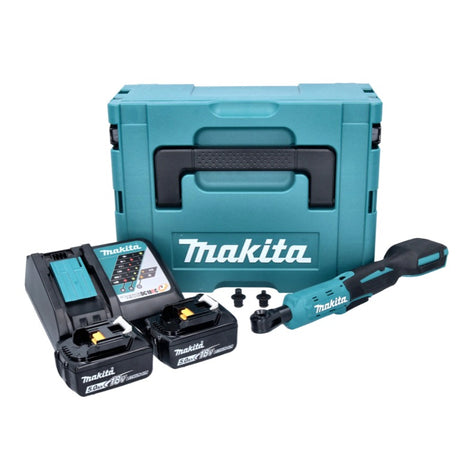 Makita DWR 180 RTJ destornillador de carraca inalámbrico 18 V 47,5 Nm 1/4" 3/8" + 2x baterías 5,0 Ah + cargador + Makpac