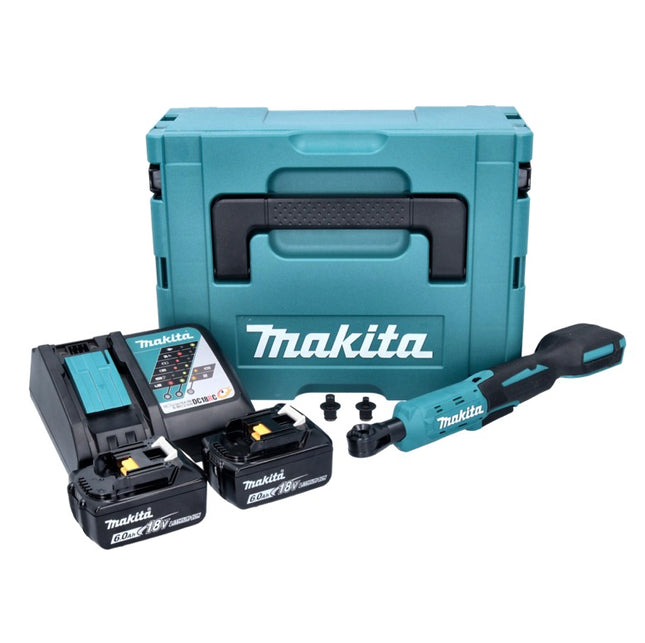 Avvitatore a cricchetto a batteria Makita DWR 180 RGJ 18 V 47,5 Nm 1/4" 3/8" + 2x batteria ricaricabile 6,0 Ah + caricabatterie + Makpac