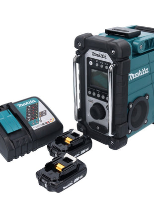 Makita DMR 107 RA Radio de chantier à batterie 7,2 - 18 V + 2x batteries 2,0 Ah + chargeur