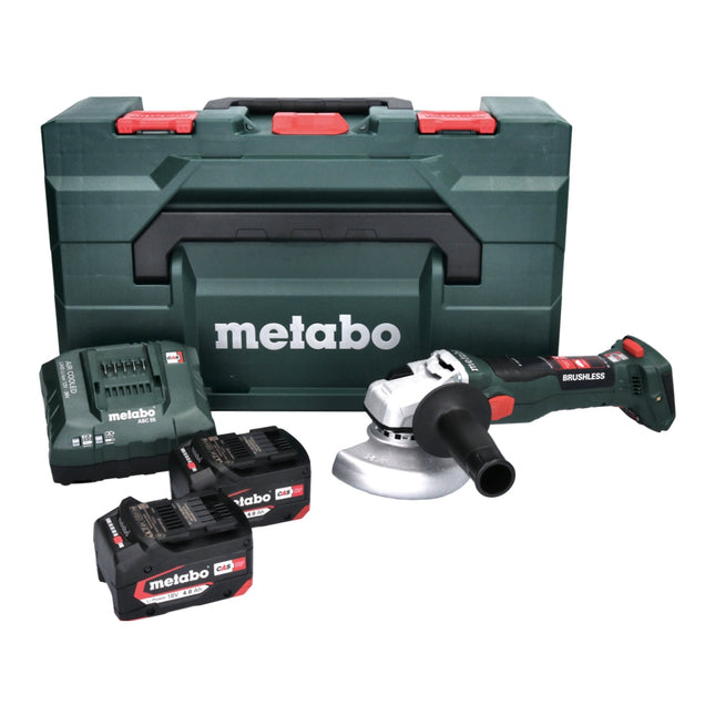 Smerigliatrice angolare a batteria Metabo W 18 LT BL 11-125 18 V 125 mm ( 613052510 ) senza spazzole + 2x batteria 4,0 Ah + caricatore + metaBOX