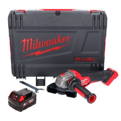 Amoladora angular a batería Milwaukee M18 FSAGV115XPDB-601X 18 V 115 mm sin escobillas + 1x batería 6,0 Ah + caja HD - sin cargador