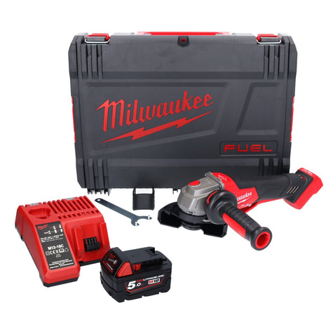 Milwaukee M18 FSAGV115XPDB-501X Akku Winkelschleifer 18 V 115 mm Brushless + 1x Akku 5,0 Ah + Ladegerät + HD Box