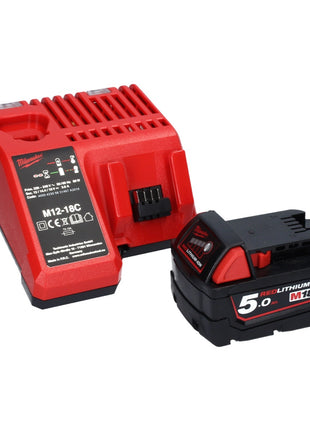 Amoladora angular a batería Milwaukee M18 FSAGV115XPDB-501X 18 V 115 mm sin escobillas + 1x batería 5,0 Ah + cargador + caja HD