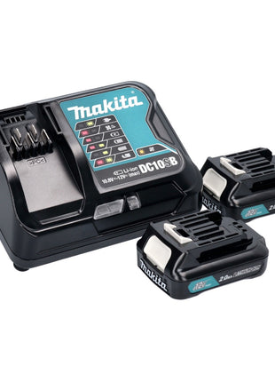 Makita HP 333 DSAX1 Akku Schlagbohrschrauber 12 V 30 Nm + 2x Akku 2,0 Ah + Ladegerät + 74 tlg. Bit und Bohrer Set + Koffer