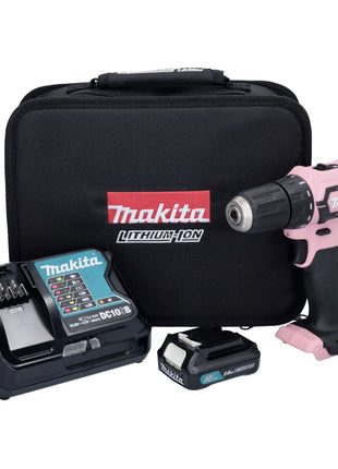 Makita DF 333 DSAP1 Akku Bohrschrauber 12 V 30 Nm pink + 1x Akku 2,0 Ah + Ladegerät + Tasche