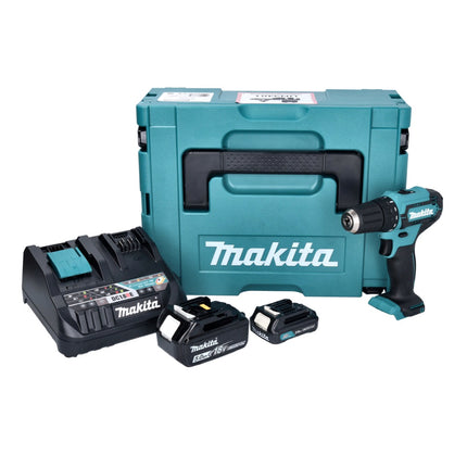 Trapano avvitatore a batteria Makita DF 333 DNX12 12 V 30 Nm + 1x batteria 2,0 Ah + 1x batteria 18 V 5,0 Ah + caricatore + valigetta Makpac