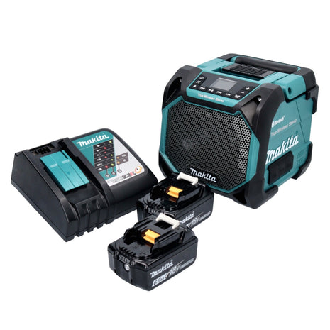 Makita DMR 203 RG Głośnik Bluetooth 12 V 18 V IP64 + 2x akumulator 6,0 Ah + ładowarka